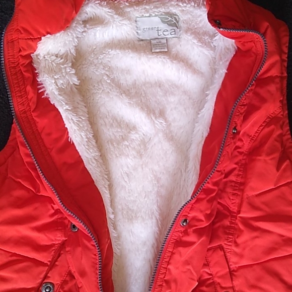 Green Tea Orange Vest Sherpa Lined Super Soft - Picture 8 of 9